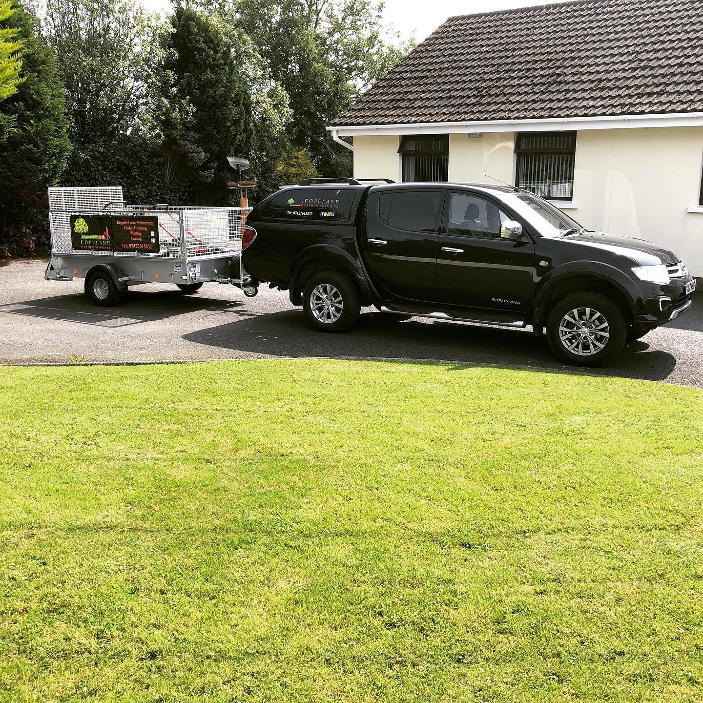 Copeland Garden Services truck and trailer